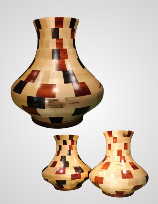 Closed Segment Vase (Ambrosia, Wenge, and Purple Heart)