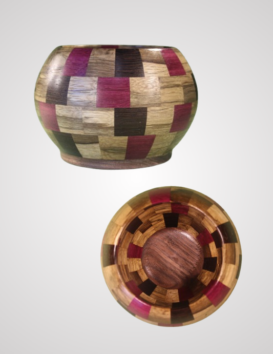 Closed Segment Bowl (African Black Limba, Purple Heart, Winge)