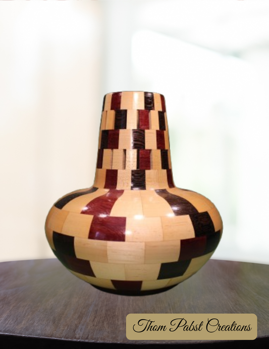 Closed Segment Vase (Maple, Purple Heart, and Wenge)