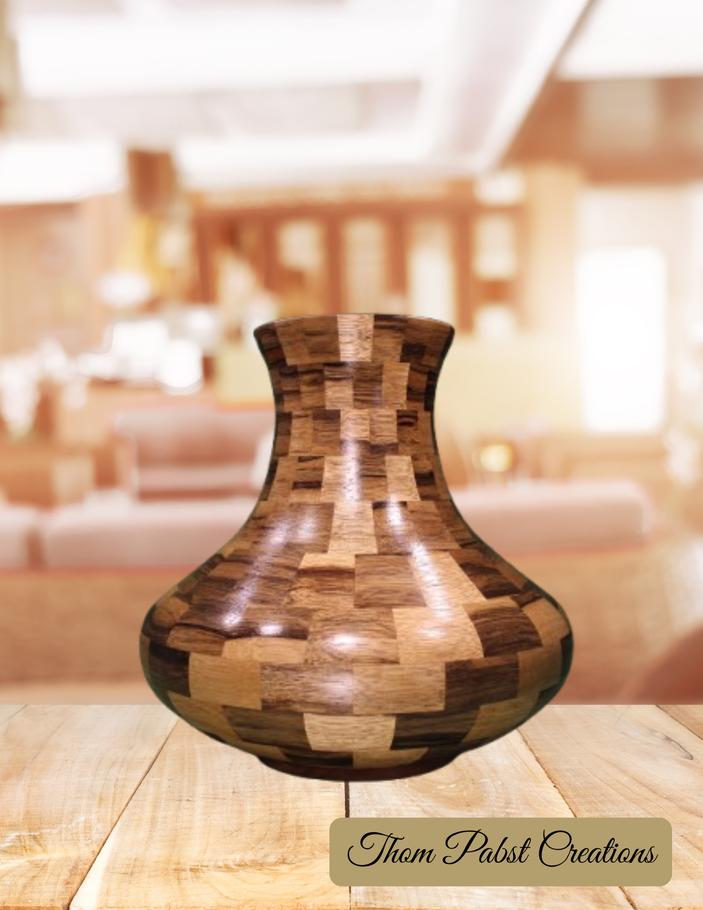 Closed Segment Vase (African Black Limba)