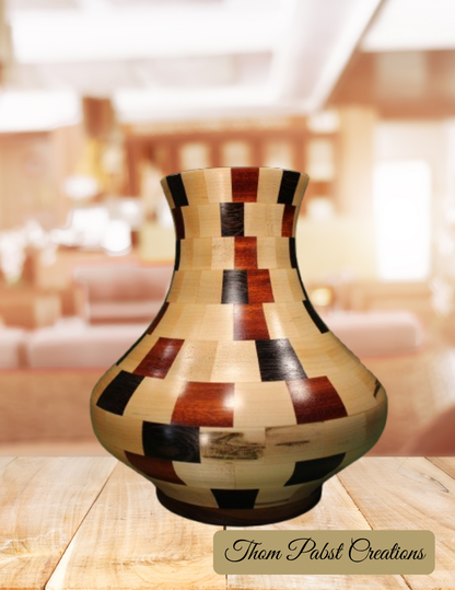 Closed Segment Vase (Ambrosia, Wenge, and Purple Heart)