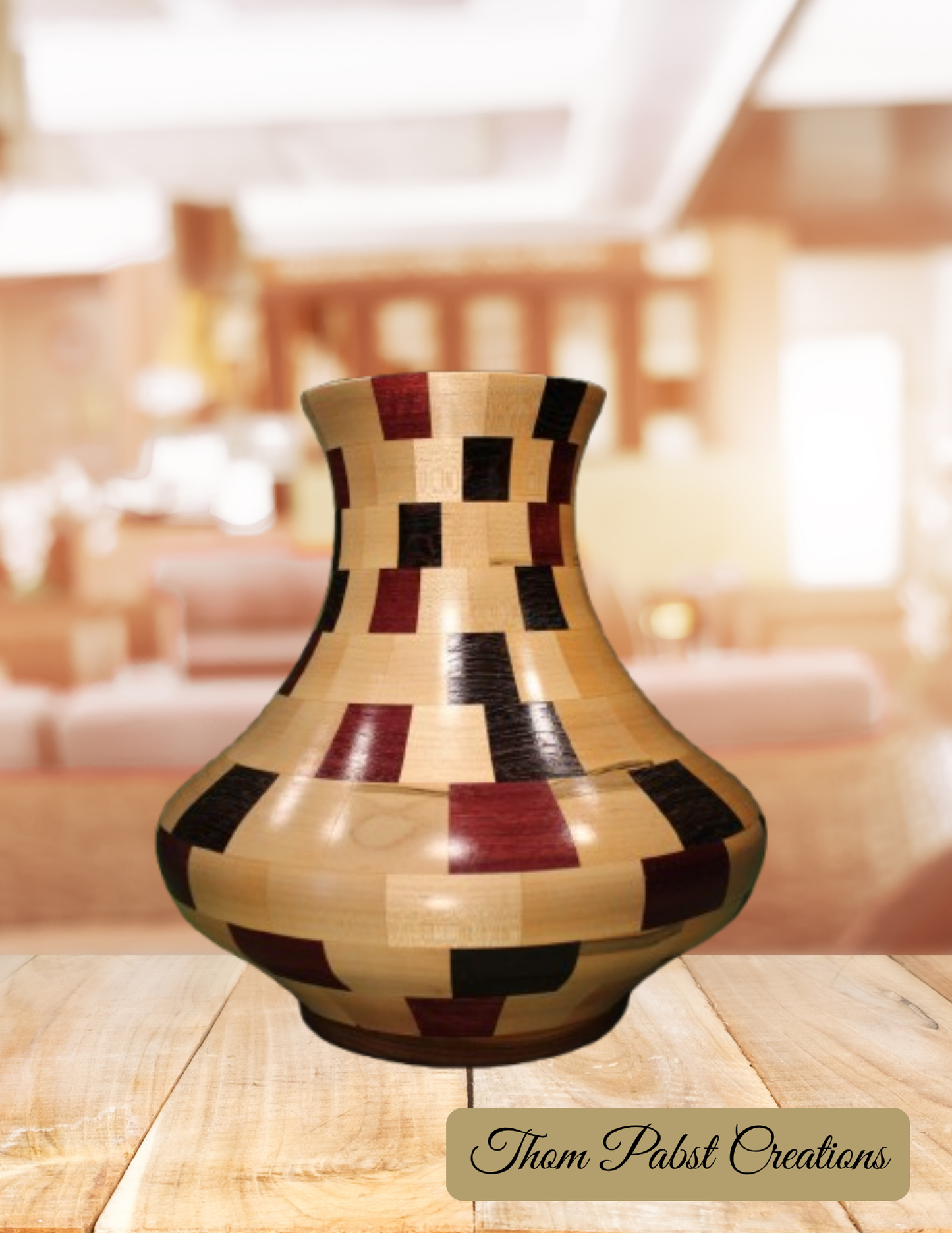 Closed Segment Vase (Ambrosia, Wenge, and Bloodwood)