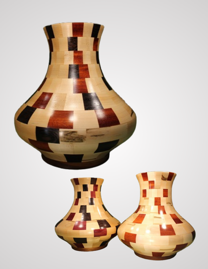 Closed Segment Vase (Ambrosia, Wenge, and Purple Heart)