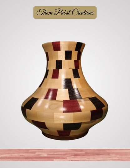 Closed Segment Vase (Ambrosia, Wenge, and Bloodwood)