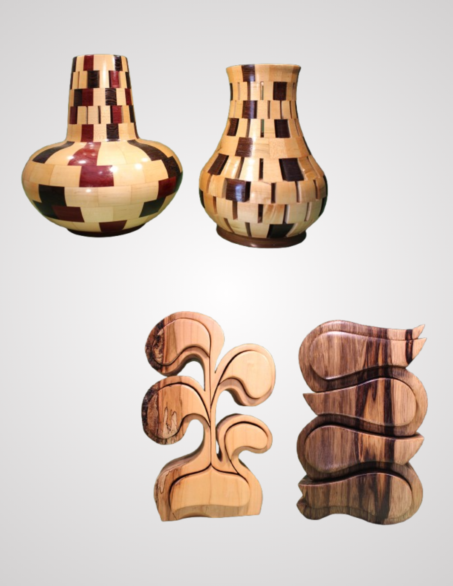 Closed Segment Vase (Maple, Purple Heart, and Wenge)